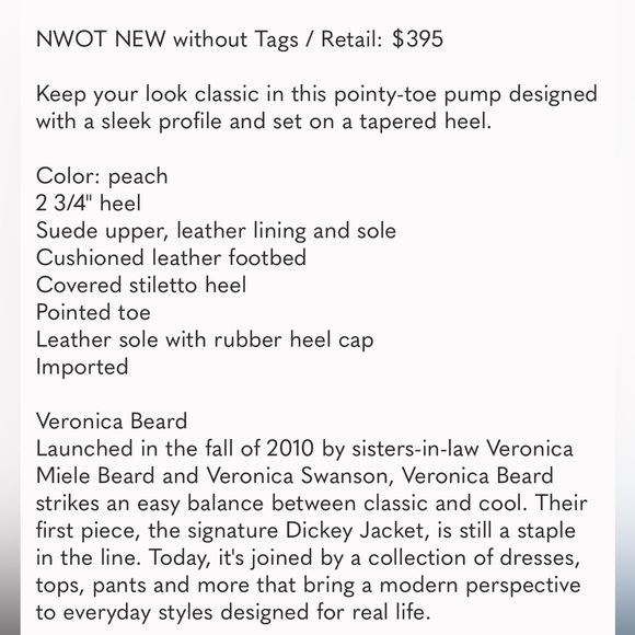 Veronica Beard Lisa pointed toe heels. NWOT. Never worn. Excellent condition. - Picture 9 of 9